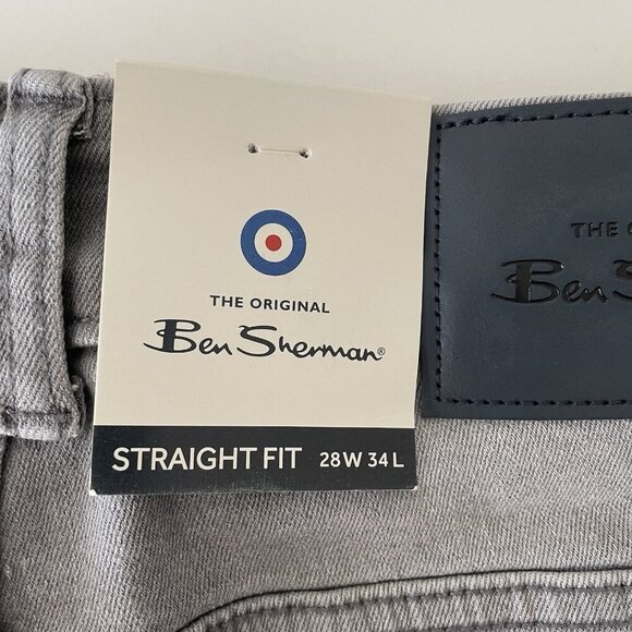 Ben Sherman Mens Straight Fit Stretch Jeans Lunar Gray 28W 34L - Picture 7 of 8